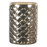 Fyrfadsstage i guldfarvet glas 11x7 cm elegant lysestage til hygge og stemning